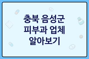 충북 음성군 피부과 괜찮은 피부과 추천 3곳, 피부관리, 피부미용, 보톡스