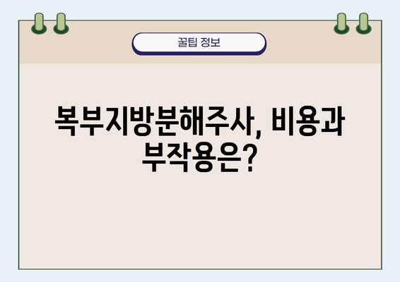 복부지방분해주사, 효과적인 시술 선택 가이드 | 비용, 부작용, 후기, 추천 병원 정보